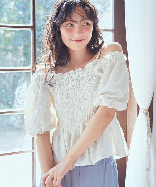 2wayオフショルジャガードブラウス（シャツ/ブラウス）｜earth