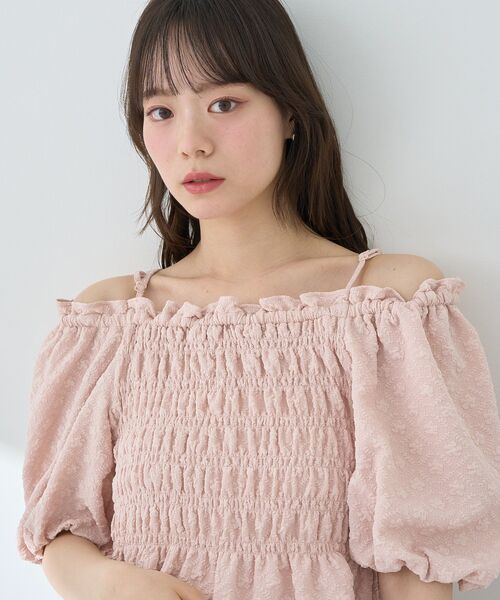 ブラウス シャツ 2wayオフショルジャガードブラウス レディース 2WAYジャガードオフショルブラウス（シャツ/ブラウス