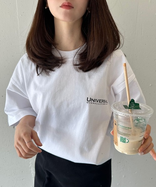 UNIVERSAL OVERALL（ユニバーサルオーバーオール）の「【UNIVERSAL OVERALL】U2513209TT 別注バックプリントTシャツ（Tシャツ/カットソー・メンズ・ホワイト/ブラック/ブラック系その他2・M/S/XL/L）」の8枚目の写真