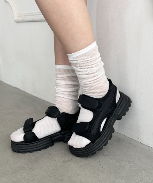 セール】ダブルベルト厚底スポーツサンダル（サンダル）｜wears
