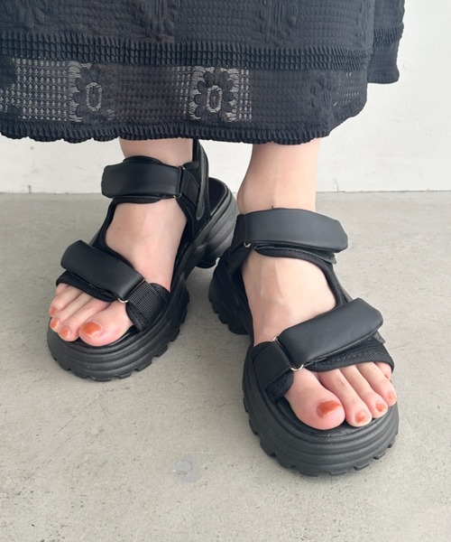 セール】ダブルベルト厚底スポーツサンダル（サンダル）｜wears