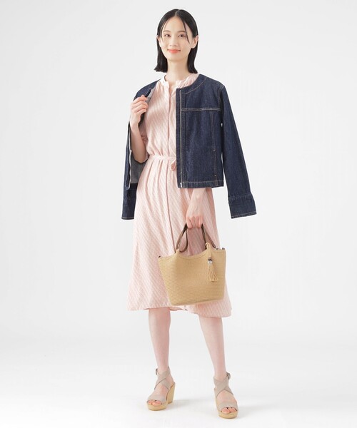 TRANS WORK(トランスワーク)の「【UV対策】【ウォッシャブル】ラインキューブプリントシャツワンピース(ワンピース・レディース・ピンク系その他2/ネイビー・38/40)」の13枚目の写真