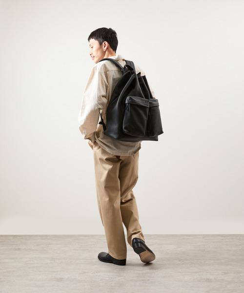 SLOW（スロウ）の「SLOW スロウ / shrink-draw string day pack- シュリンクレザーデイパック 牛革リュックサック / 858S62R（バックパック/リュック・メンズ・ブラック・FREE）」の21枚目の写真