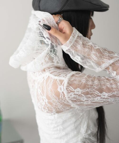 WEGO（ウィゴー）の「WEGO/レースダブルジップパーカー（カーディガン/ボレロ・レディース・ホワイト/ブラック・FREE）」の11枚目の写真