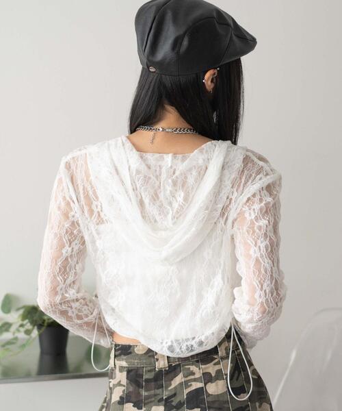 WEGO（ウィゴー）の「WEGO/レースダブルジップパーカー（カーディガン/ボレロ・レディース・ホワイト/ブラック・FREE）」の14枚目の写真