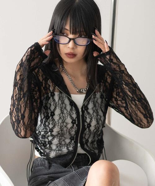 WEGO（ウィゴー）の「WEGO/レースダブルジップパーカー（カーディガン/ボレロ・レディース・ホワイト/ブラック・FREE）」の17枚目の写真