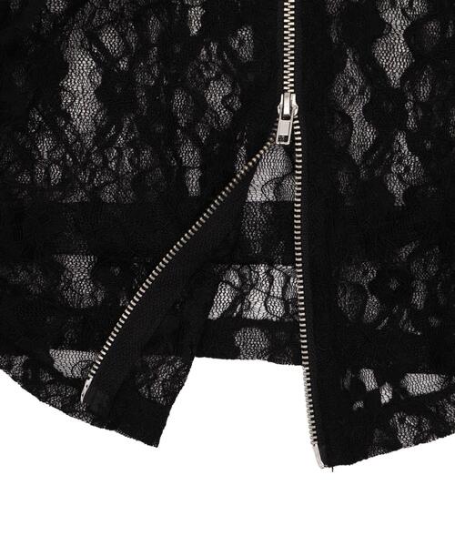 WEGO（ウィゴー）の「WEGO/レースダブルジップパーカー（カーディガン/ボレロ・レディース・ホワイト/ブラック・FREE）」の4枚目の写真