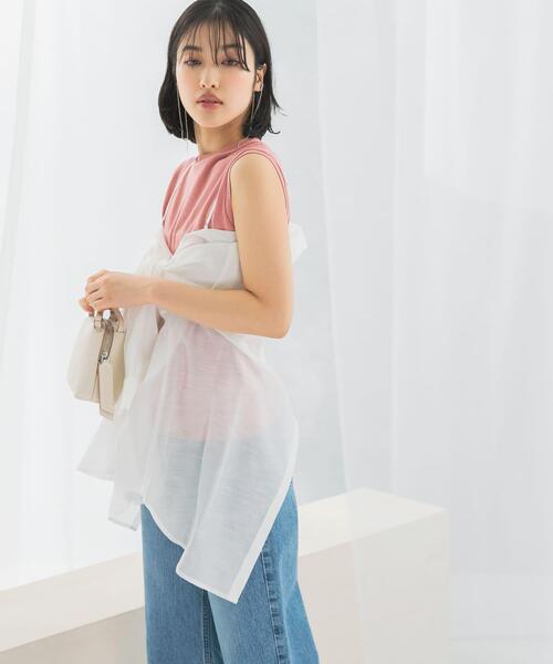 URBAN RESEARCH ROSSO WOMEN（アーバンリサーチ　ロッソ）の「リネンタッチイージーケアオーバーシャツ（シャツ/ブラウス・レディース・イエロー系その他/ホワイト/ブルー/ネイビー・FREE）」の5枚目の写真