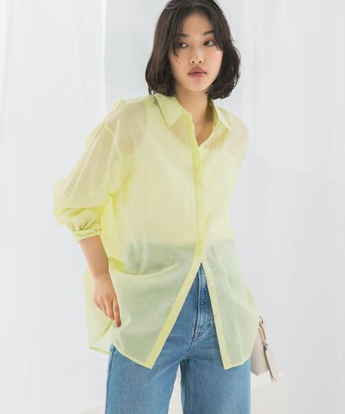 URBAN RESEARCH ROSSO WOMEN（アーバンリサーチ　ロッソ）の「リネンタッチイージーケアオーバーシャツ（シャツ/ブラウス・レディース・イエロー系その他/ホワイト/ブルー/ネイビー・FREE）」の17枚目の写真