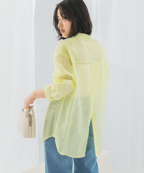 URBAN RESEARCH ROSSO WOMEN（アーバンリサーチ　ロッソ）の「リネンタッチイージーケアオーバーシャツ（シャツ/ブラウス・レディース・イエロー系その他/ホワイト/ブルー/ネイビー・FREE）」の18枚目の写真