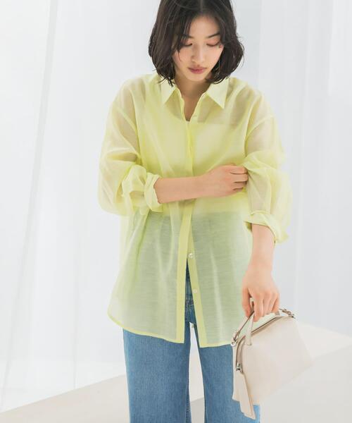 URBAN RESEARCH ROSSO WOMEN（アーバンリサーチ　ロッソ）の「リネンタッチイージーケアオーバーシャツ（シャツ/ブラウス・レディース・イエロー系その他/ホワイト/ブルー/ネイビー・FREE）」の20枚目の写真