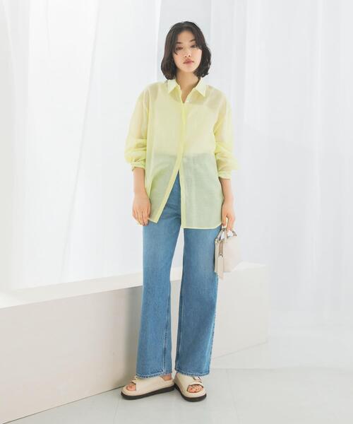 URBAN RESEARCH ROSSO WOMEN（アーバンリサーチ　ロッソ）の「リネンタッチイージーケアオーバーシャツ（シャツ/ブラウス・レディース・イエロー系その他/ホワイト/ブルー/ネイビー・FREE）」の21枚目の写真