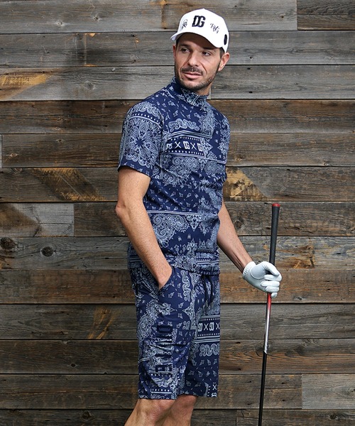 DIVINER GOLF】ペイズリー柄半袖モックネックセットアップ