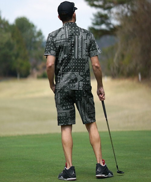 DIVINER GOLF】ペイズリー柄半袖モックネックセットアップ メンズ