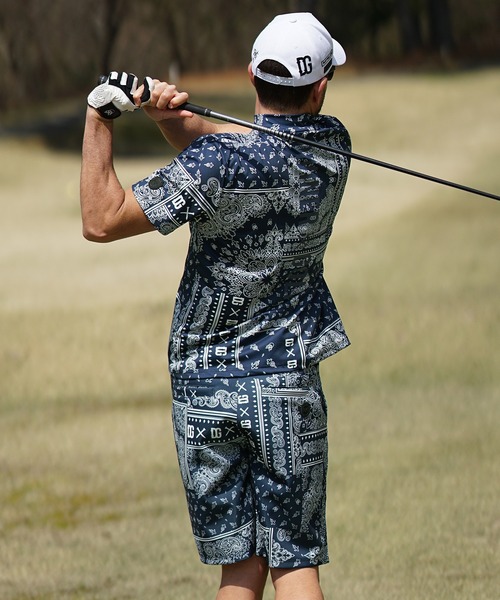 DIVINER GOLF】ペイズリー柄半袖モックネックセットアップ メンズ