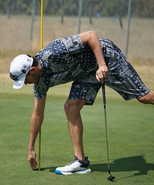 DIVINER GOLF】ペイズリー柄半袖モックネックセットアップ メンズ