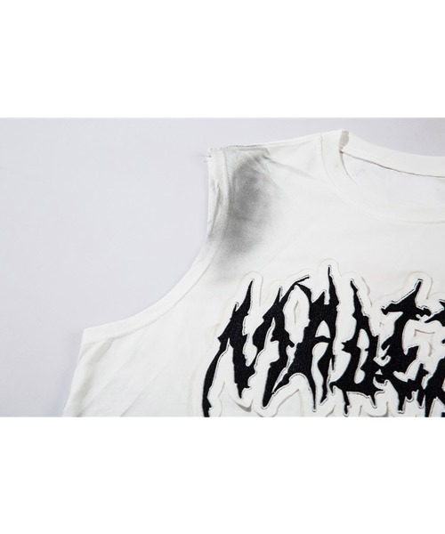 Ressaca(レサーカ)の「オーバーサイズユーズド加工刺繍ロゴノースリーブTシャツ(タンクトップ・レディース・ブラック/アイボリー/ホワイト・XL/L/M)」の18枚目の写真