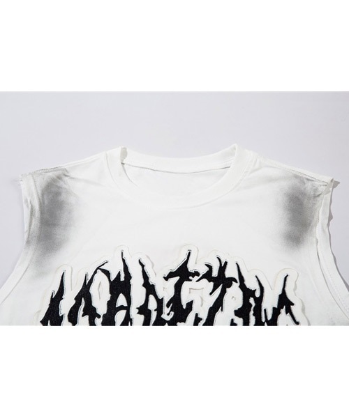 Ressaca(レサーカ)の「オーバーサイズユーズド加工刺繍ロゴノースリーブTシャツ(タンクトップ・レディース・ブラック/アイボリー/ホワイト・XL/L/M)」の17枚目の写真