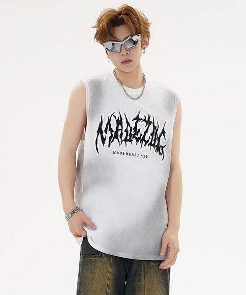 Ressaca(レサーカ)の「オーバーサイズユーズド加工刺繍ロゴノースリーブTシャツ(タンクトップ・レディース・ブラック/アイボリー/ホワイト・XL/L/M)」の22枚目の写真