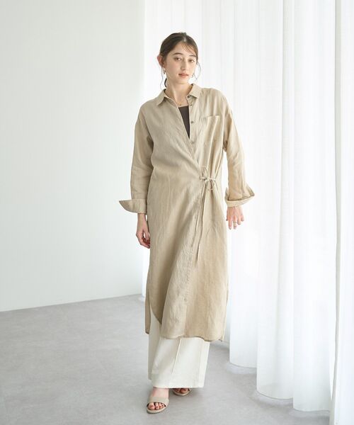 op14 完売品 plage 2wayロングシャツワンピース コットンリネン op14 完売品 plage 2wayロングシャツワンピース コットンリネン
