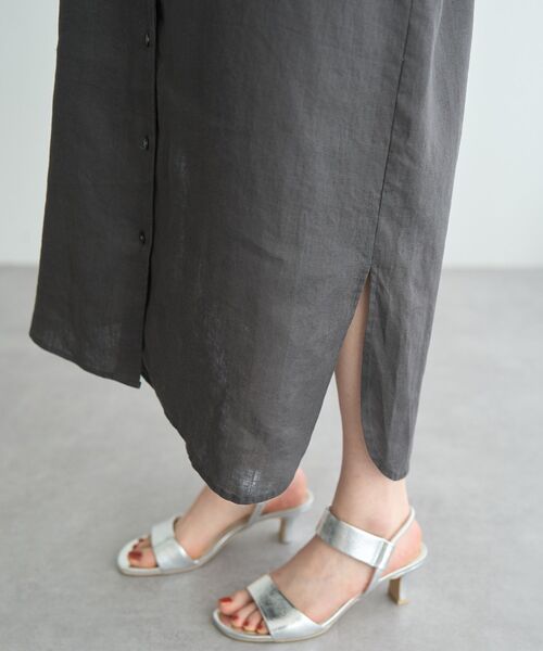 セール】2wayフレンチリネンロングシャツワンピース（シャツ