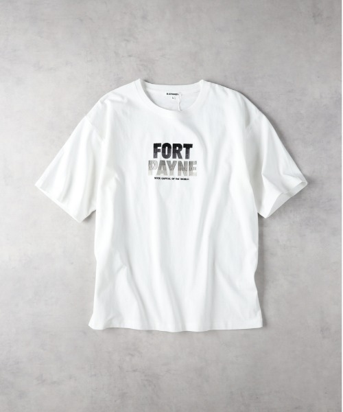 Right-on(ライトオン)の「タイポグラフィック刺繍Tシャツ(Tシャツ/カットソー・メンズ・ブルー/ホワイト/キナリ・M/L/XL)」の6枚目の写真