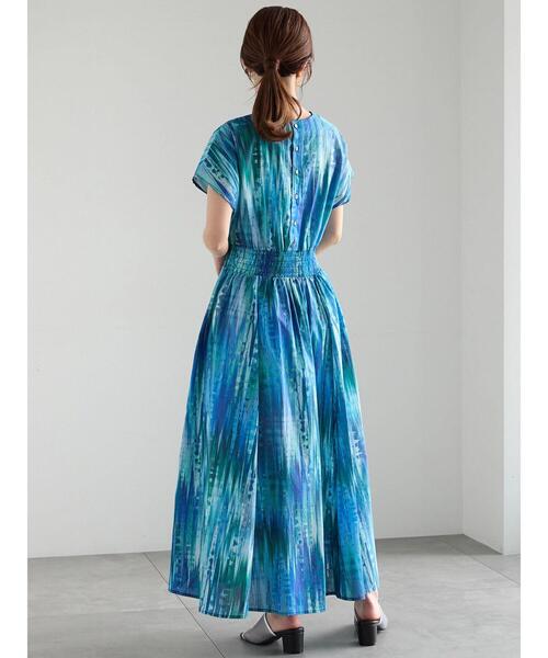 Rene♡2025年ss 新作　ライトブルー　ワンピース♡タグ共布有りセール セール】【LIBERTY】シャーリングワンピース《2025summer