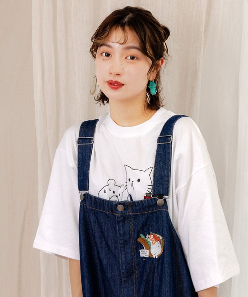352107：クマのおちり刺繍サロペットの通販-ScoLar