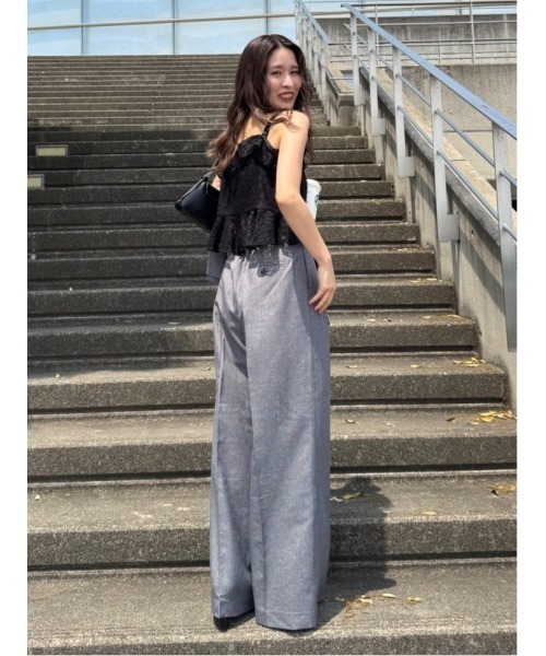 ビンテージ リネンタックパンツ リネンスラックス riri リネンパンツ STYLEMIXER | リネンミックスタックパンツ (パンツ ) |SHEL'TTER