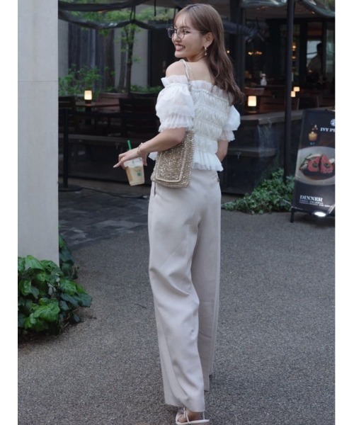 rienda（リエンダ）の「リネンライクワイドタックベルト付きパンツ（スラックス・レディース・ベージュ/グレー・SMALL/MEDIUM）」の19枚目の写真