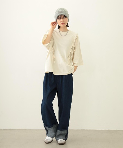 MILKFED.（ミルクフェド）の「RUBBER PATCH KNIT CAP（ニットキャップ/ビーニー・レディース・アッシュ/ブラック/ネイビー・ONE SIZE）」の6枚目の写真