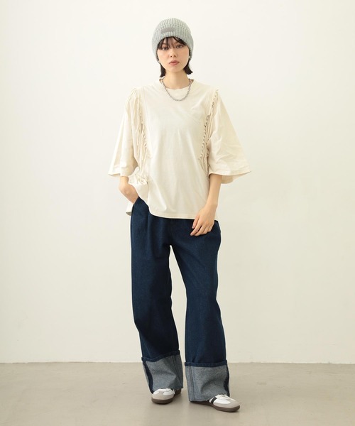 MILKFED.（ミルクフェド）の「RUBBER PATCH KNIT CAP（ニットキャップ/ビーニー・レディース・アッシュ/ブラック/ネイビー・ONE SIZE）」の7枚目の写真