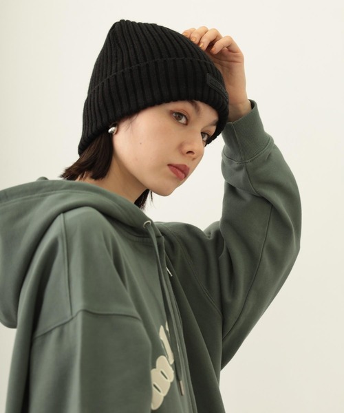 MILKFED.（ミルクフェド）の「RUBBER PATCH KNIT CAP（ニットキャップ/ビーニー・レディース・アッシュ/ブラック/ネイビー・ONE SIZE）」の10枚目の写真