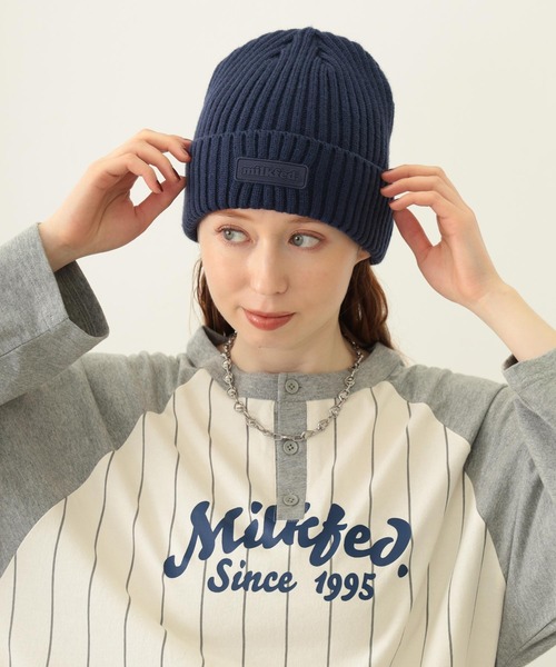 MILKFED.（ミルクフェド）の「RUBBER PATCH KNIT CAP（ニットキャップ/ビーニー・レディース・アッシュ/ブラック/ネイビー・ONE SIZE）」の22枚目の写真