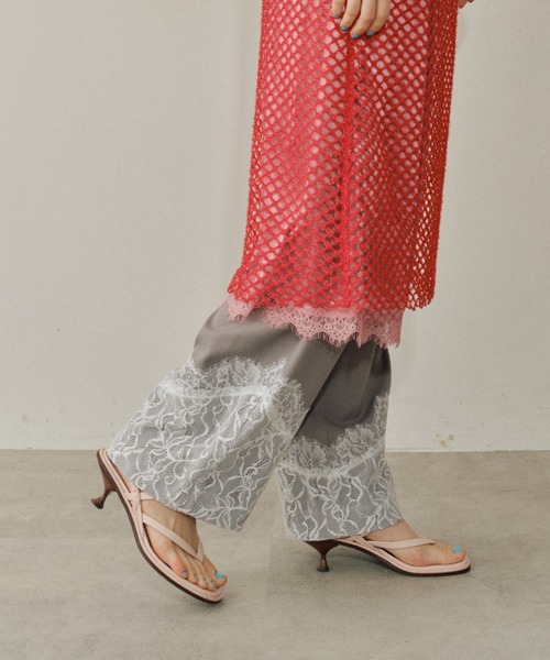 セール】Lace design slacks / レースデザインスラックス