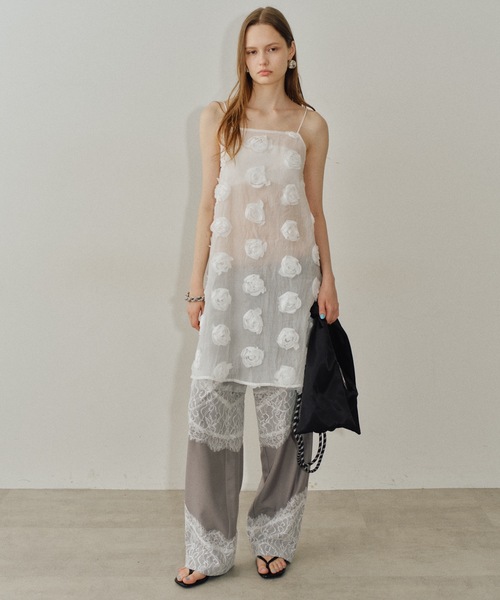 セール】Lace design slacks / レースデザインスラックス（スラックス