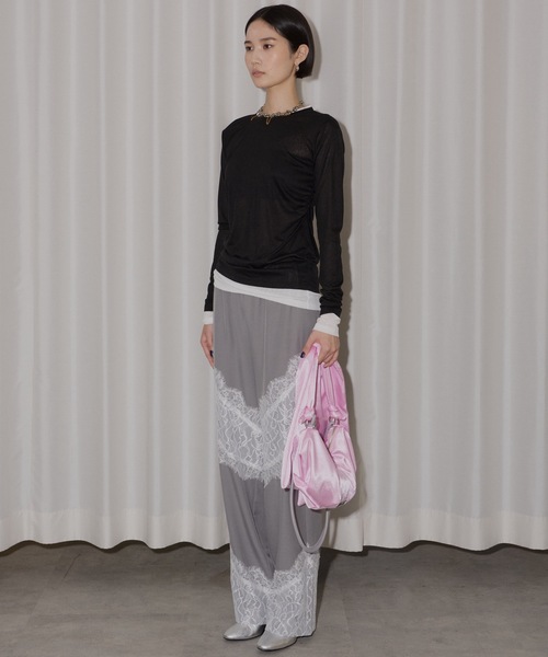 Lace design slacks / レースデザインスラックス（スラックス）｜yae