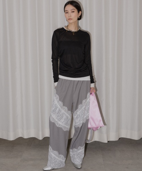 セール】Lace design slacks / レースデザインスラックス（スラックス
