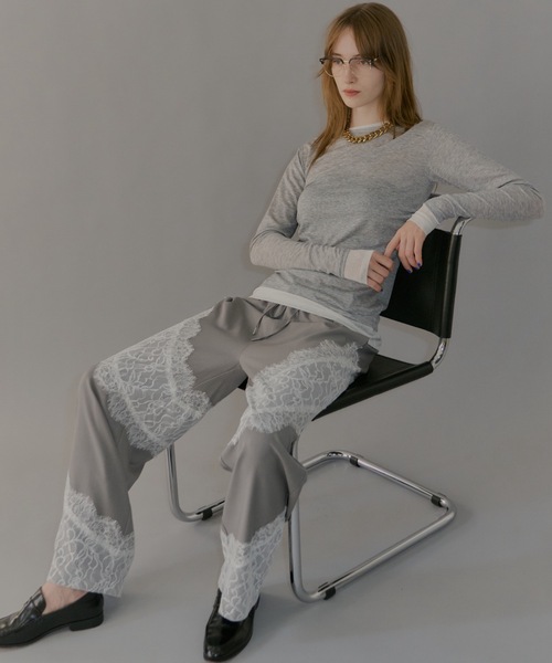 セール】Lace design slacks / レースデザインスラックス