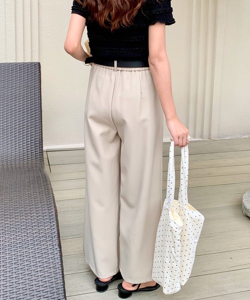 seeall ベルト付きスラックスパンツ ベージュ セール】ベルト付きタックワイドスラックスパンツ（その他パンツ