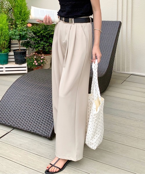 セール】ベルト付きタックワイドスラックスパンツ（その他パンツ