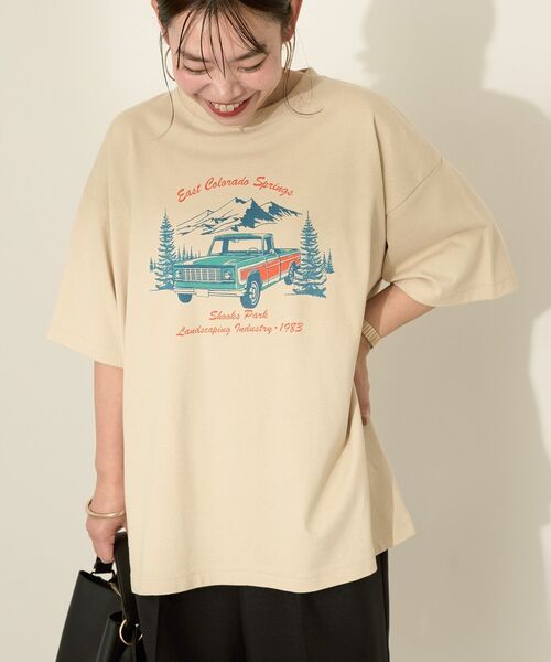 AMERICAN HOLIC(アメリカンホリック)の「CarプリントTシャツ(Tシャツ/カットソー・レディース・ホワイト系その他/ネイビー/ベージュ・FREE)」の9枚目の写真
