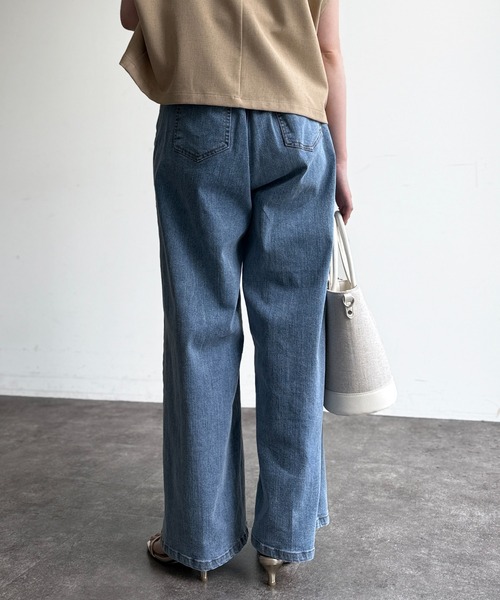 Chez toi（シェトワ）の「【体の7割が足に見える】後ろギャザーデザインデニム（デニムパンツ・レディース・ブラック/ブルー・FREE）」の10枚目の写真