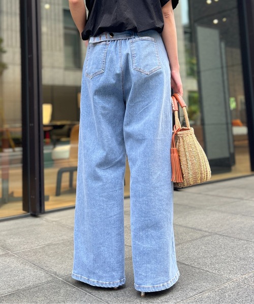 Chez toi（シェトワ）の「【体の7割が足に見える】後ろギャザーデザインデニム（デニムパンツ・レディース・ブラック/ブルー・FREE）」の15枚目の写真
