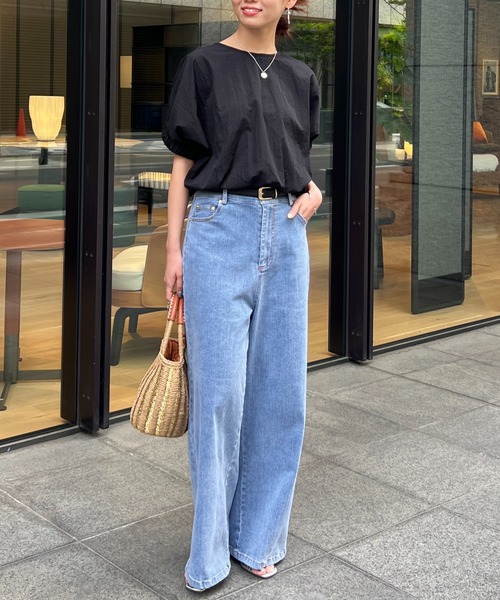 Chez toi（シェトワ）の「【体の7割が足に見える】後ろギャザーデザインデニム（デニムパンツ・レディース・ブラック/ブルー・FREE）」の16枚目の写真