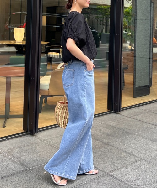Chez toi（シェトワ）の「【体の7割が足に見える】後ろギャザーデザインデニム（デニムパンツ・レディース・ブラック/ブルー・FREE）」の17枚目の写真