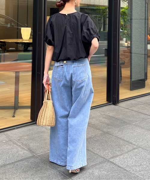 Chez toi（シェトワ）の「【体の7割が足に見える】後ろギャザーデザインデニム（デニムパンツ・レディース・ブラック/ブルー・FREE）」の18枚目の写真
