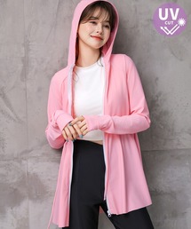 【UVカット率 99.9%以上/UPF50+/水陸両用】レディース水着 長袖フード付きハイネックジップアップ体型カバーラッシュガード パーカー