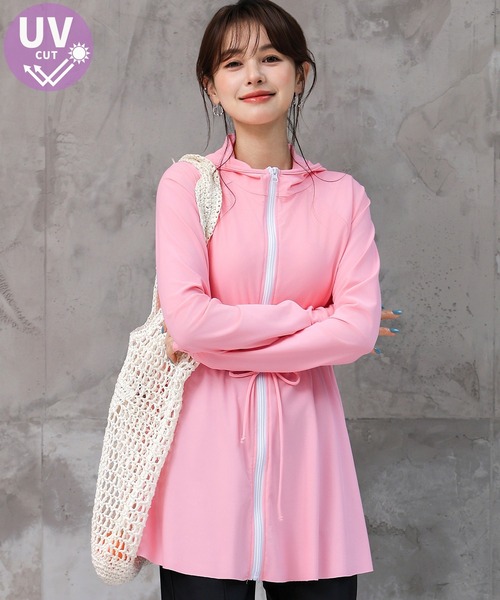 TeddyShop(テディショップ)の「【UVカット率 99.9%以上/UPF50+/水陸両用】レディース水着 長袖フード付きハイネックジップアップ体型カバーラッシュガード パーカー(パーカー・レディース・ホワイト/ピンク/ネイビー/ブラック・S/L/LL/M)」の15枚目の写真