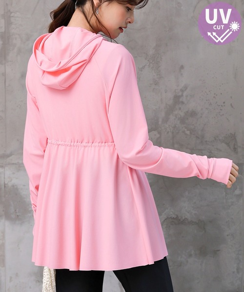 TeddyShop(テディショップ)の「【UVカット率 99.9%以上/UPF50+/水陸両用】レディース水着 長袖フード付きハイネックジップアップ体型カバーラッシュガード パーカー(パーカー・レディース・ホワイト/ピンク/ネイビー/ブラック・S/L/LL/M)」の16枚目の写真